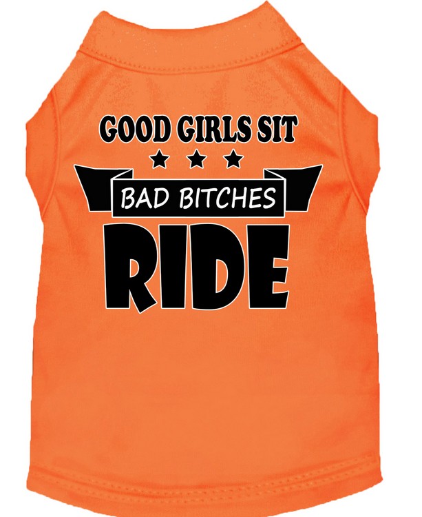 Bitches Ride Screen Print Dog Shirt Orange Med